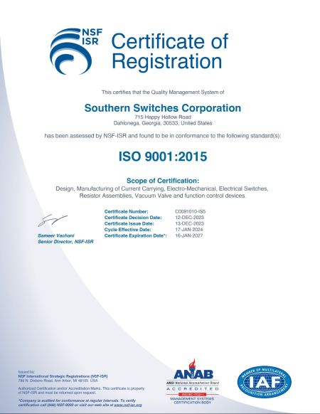 southernswitches iso9001 2015 cert6jan2027 c0091010 is5 copy